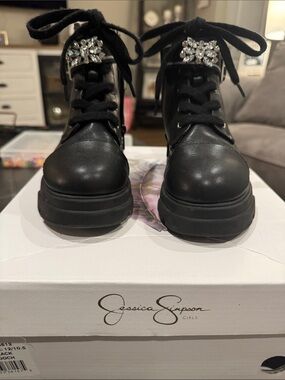 Jessica Simpson Girls Rosa Brooch Moto Boot